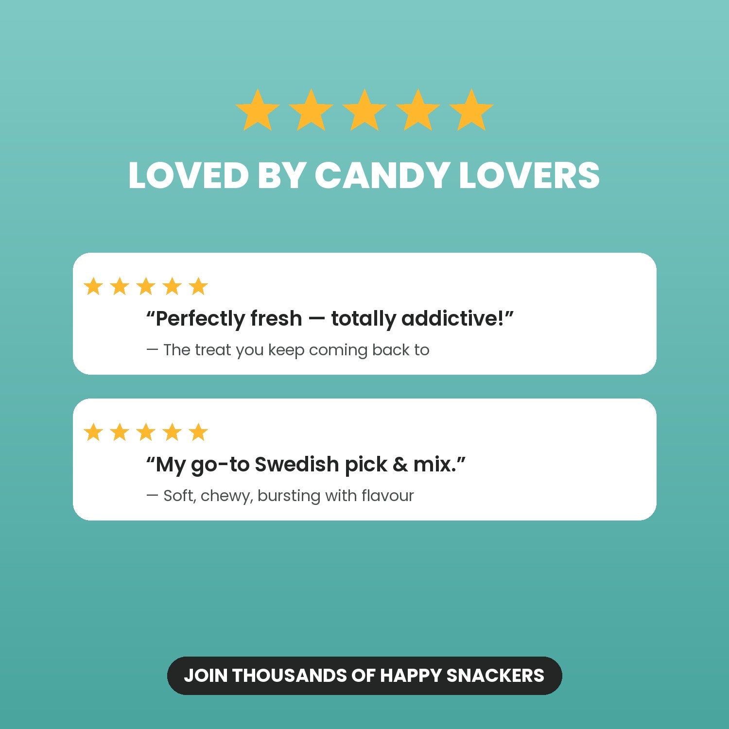 Loved by candy lovers - five star rated Swedish pick and mix