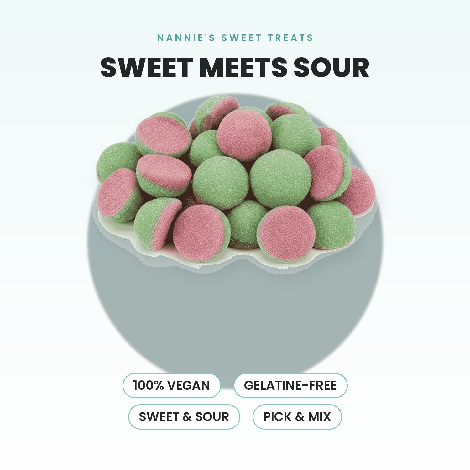 Bubs Fizzy Melon Bombs - sweet meets sour, 100% vegan, gelatine-free, pick & mix