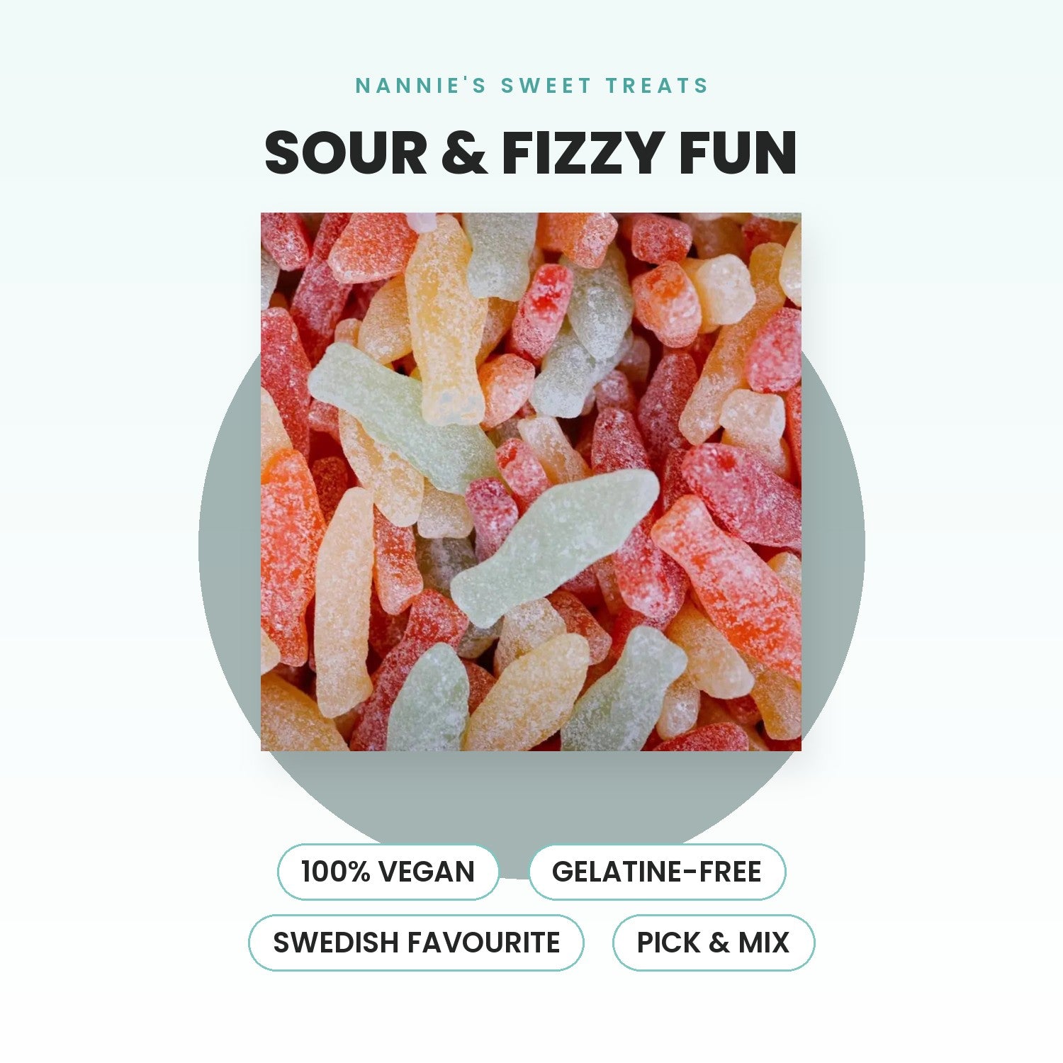 Malaco Sour Swedish Fish - tangy classic, vegan, gelatine-free, pick & mix