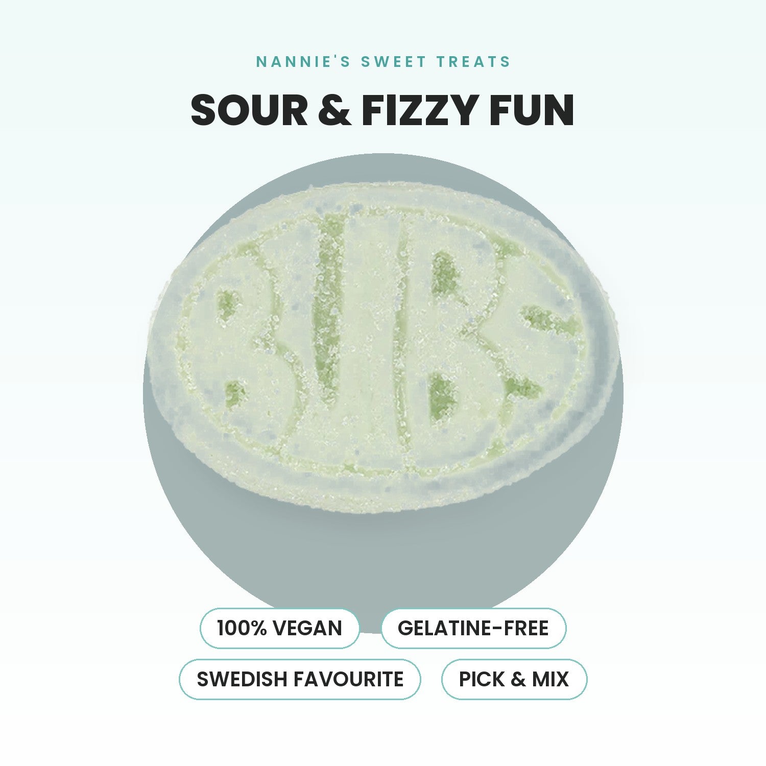 Bubs Sour Fruity Pear - sweet & sour, vegan, gelatine-free, pick & mix