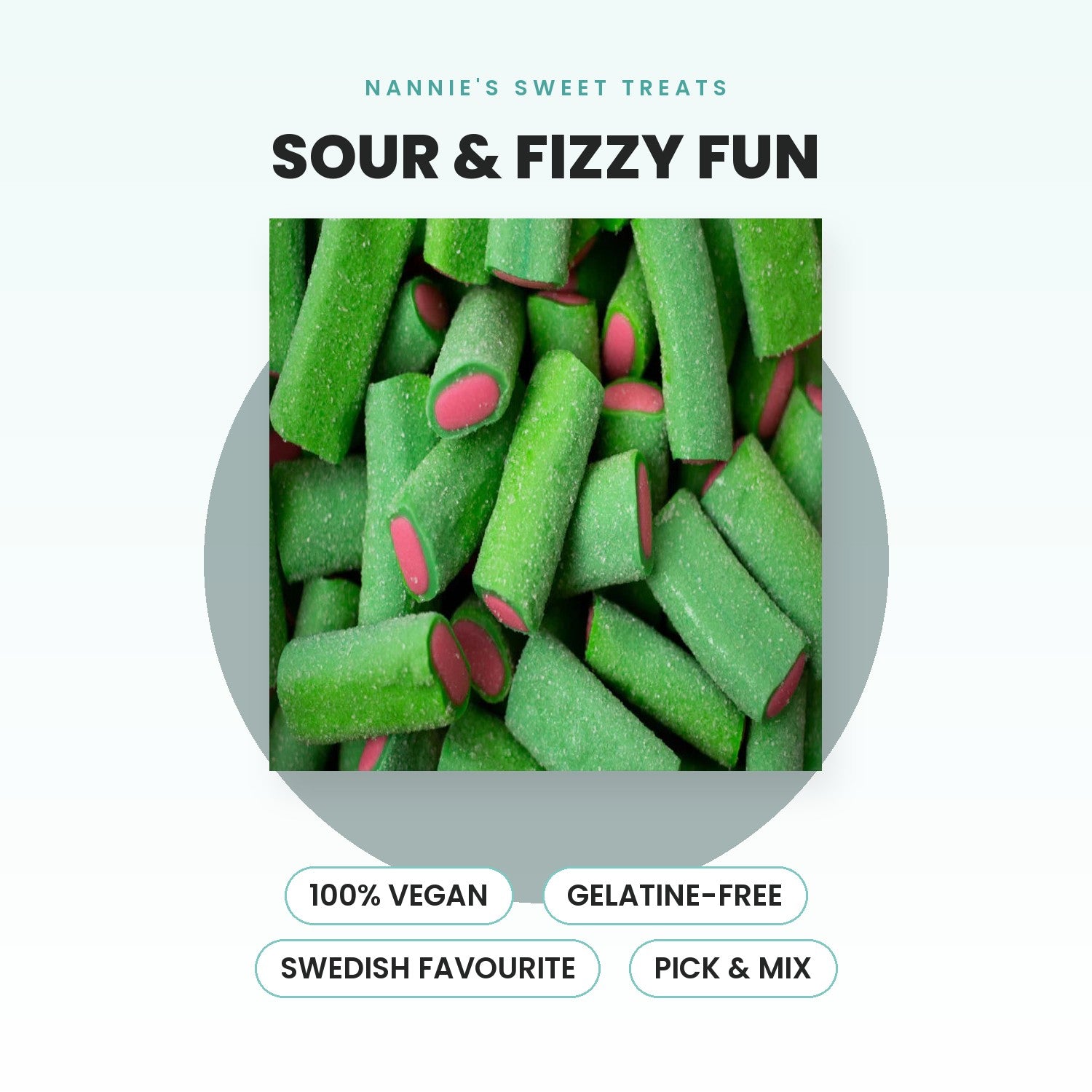 Bubs Sour Watermelon Rambo Sticks - sour & fizzy, vegan, gelatine-free, pick & mix