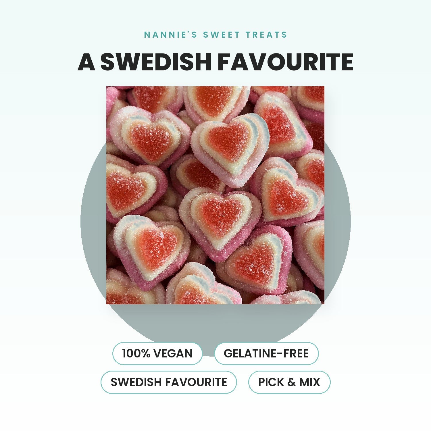 Bubs Triple Hearts - sweet & sour, 100% vegan, gelatine-free, pick & mix